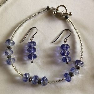 Handmade Handcrafted Tanzanite Quartz necklace with bracelet & earrings NEW